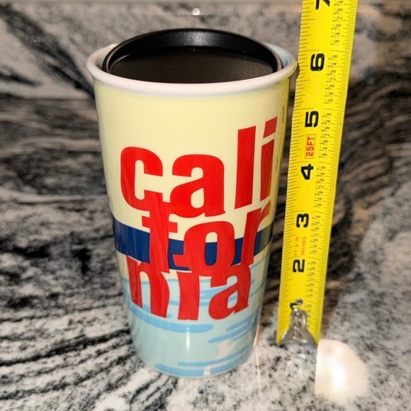 Starbucks 12oz 355mL California Travel Tumbler Mug Palm Trees Sun‎ Design w/ Lid - Picture 2 of 16